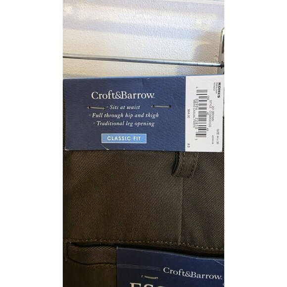 Croft & Barrow Pants Men 38x30 Brown Flat Front Professional Office Mistag As 44 - Picture 3 of 14